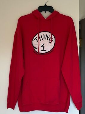 Official Universal Studios Dr. Seuss Thing 1 Red Hoodie Sweatshirt Size XL